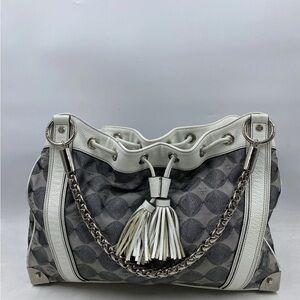 MCM Authentic large Gray and White Shoulder Bag free  COA